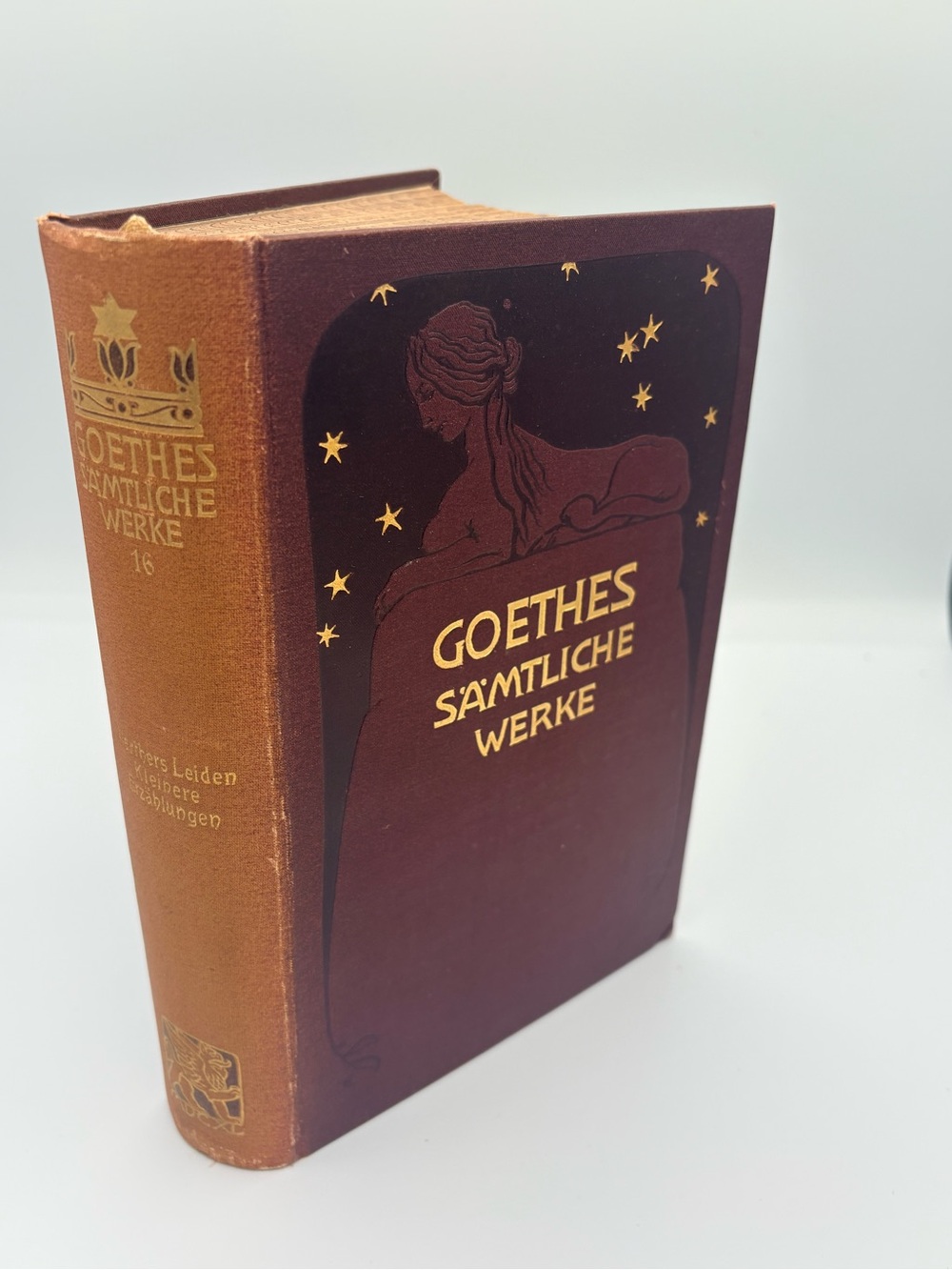Antique 1910 Goethes Sämtliche Werke Hardcover Book - Burgundy with Gold Accents - Picture 4 of 9